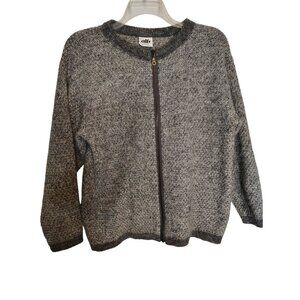 ALB Collection Womens Gray Medium Wool Zip Front Cardigan Sweater Iceland Unisex